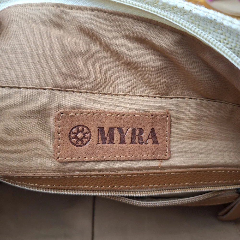 MYRA Chevron Patterned Tote Bag with Leather Straps